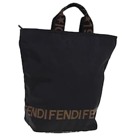Fendi-FENDI Tote Bag Canvas Black Auth ar11998-Black