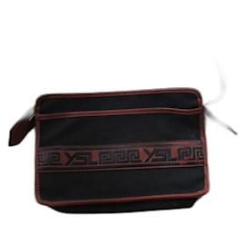 Yves Saint Laurent Pochette en toile noire Noir