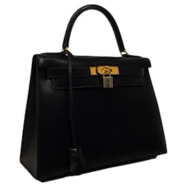 Hermès-Sac à main Hermes Kelly 28-Noir