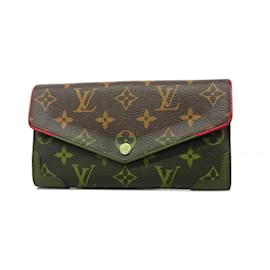 Louis Vuitton-Louis Vuitton Long Wallet Monogram Portefeuille Sarah Retiro-Brown,Fuschia
