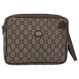 Gucci-GUCCI GG Plus Supreme Pochette en PVC Beige Auth 80949-Beige