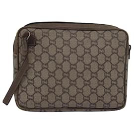 Gucci-GUCCI GG Plus Supreme Pochette en PVC Beige Auth 80949-Beige