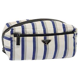 Prada-Pochette Prada Nylon Blanc Bleu Auth 80241-Blanc,Bleu