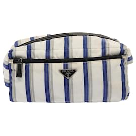 Prada-Pochette Prada Nylon Blanc Bleu Auth 80241-Blanc,Bleu