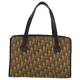 Christian Dior-Christian Dior Trotter Canvas Hand Bag Brown Auth ep4751-Brown