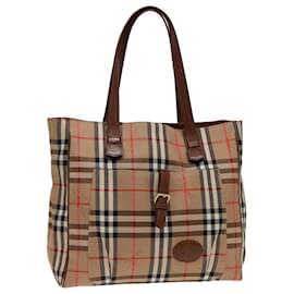 Autre Marque-Burberrys Nova Check Tote Bag Canvas Beige Auth ep4723-Beige