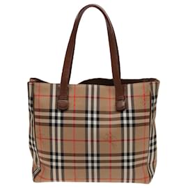 Autre Marque-Burberrys Nova Check Tote Bag Canvas Beige Auth ep4723-Beige