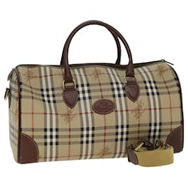 Autre Marque-Burberrys Nova Check Boston Tasche aus PVC-Leder 2-Wege Beige Auth 80146-Beige