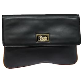 Céline-Sac à main en cuir noir CELINE Auth 81129-Noir