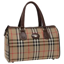 Autre Marque-Burberrys Nova Check Boston Bag Canvas Beige Auth ep4663-Beige