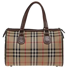 Autre Marque-Burberrys Nova Check Boston Bag Canvas Beige Auth ep4663-Beige