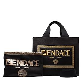 Fendi-Fendi x Versace Fendace La Medusa Tote Bag-Black,Yellow