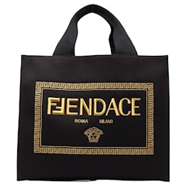 Fendi-Fendi x Versace Fendace La Medusa Tote Bag-Black,Yellow