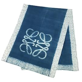 Loewe-Loewe Cotton Stole in Indigo-Blue