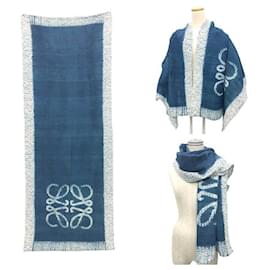 Loewe-Loewe Cotton Stole in Indigo-Blue
