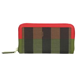 Fendi-Fendi Pequin Long Wallet-Brown,Red