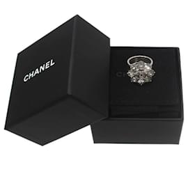 Chanel-Chanel Silver Flower Motif Band Ring-Other