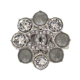 Chanel-Chanel Silver Flower Motif Band Ring-Other