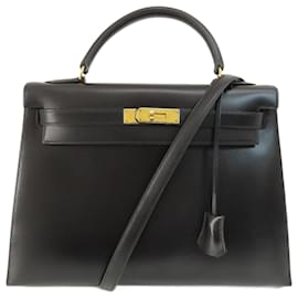 Hermès-Hermes Kelly 32 Black Handbag-Black