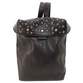 Jimmy Choo Floyd Sternmotiv Leder-Rucksack Schwarz