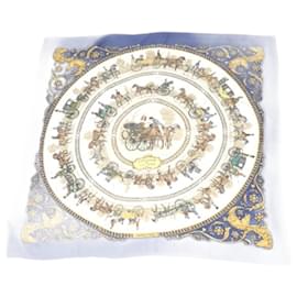 Hermès-Hermes La PROMENADE DE LONGCHAMPS Silk Scarf-Blue