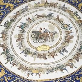 Hermès-Hermes La PROMENADE DE LONGCHAMPS Silk Scarf-Blue