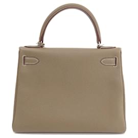 Hermès-Hermes Kelly 28 Handbag in Togo Leather-Beige,Taupe