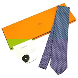 Hermès-Hermes Blue Silk Cravat-Blue