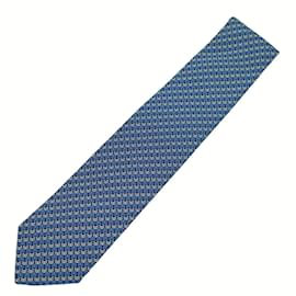 Hermès-Hermes Blue Silk Cravat-Blue