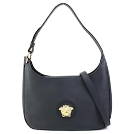 Versace-Bolsa de ombro de couro Medusa da Versace-Preto