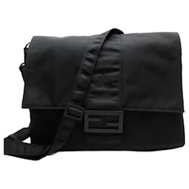 Fendi-Fendi Black Nylon Shoulder Bag-Black