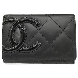 Chanel Cambon Line Black Lambskin Card Case Black