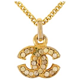 Chanel-Chanel Coco Mark Rhinestone Necklace-Golden