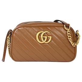 Gucci-Gucci GG Marmont Quilted Small Shoulder Bag-Brown
