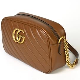 Gucci-Gucci GG Marmont Quilted Small Shoulder Bag-Brown