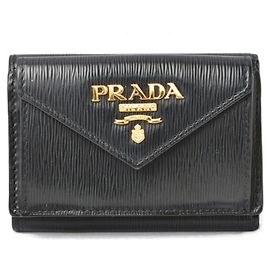 Prada Vitello Move Leather Coin Case Black Other