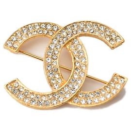 Chanel Gold Strass Brosche Golden