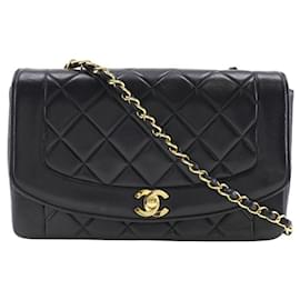 Chanel-Sac à épaule en cuir d'agneau avec chaîne Chanel-Noir