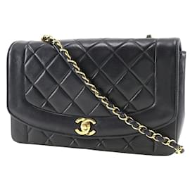 Chanel-Sac à épaule en cuir d'agneau avec chaîne Chanel-Noir