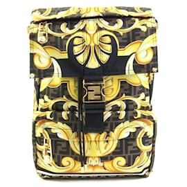 Fendi-Fendi x Versace Nylon Backpack-Black,Yellow