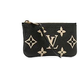 Louis Vuitton-Pochette Clé Bicolore Monogram Empreinte Louis Vuitton-Noir,Beige