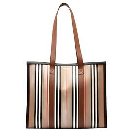 Bolsa tote listrada Burberry Marrom Preto