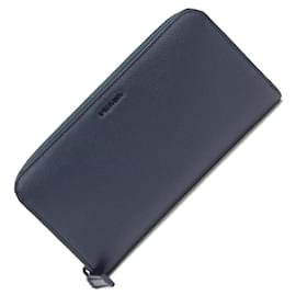 Prada-Prada Navy Leather Bi-Fold Wallet-Navy blue
