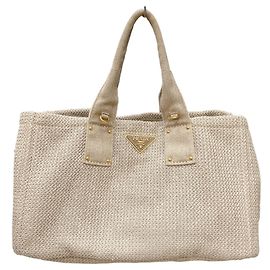 Bolsa tote de lona bege Prada Bege
