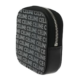 Céline-CELINE Black and Silver Leather Coin Purse-Black,Silvery