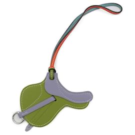 Hermès-Hermes Paddock Cell Keychain-Blue,Orange