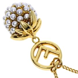 Fendi-Fendi Fruit Motif Faux Pearl Necklace-Golden