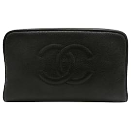 Chanel-Pochette Accessoire Coco Mark en Cuir Caviar Chanel-Noir