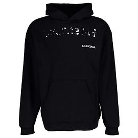 Balenciaga Sudadera de algodón con logo negro Negro
