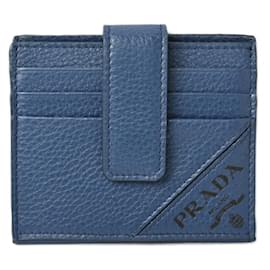 Prada-Prada Men's Bi-Fold Card Case-Blue